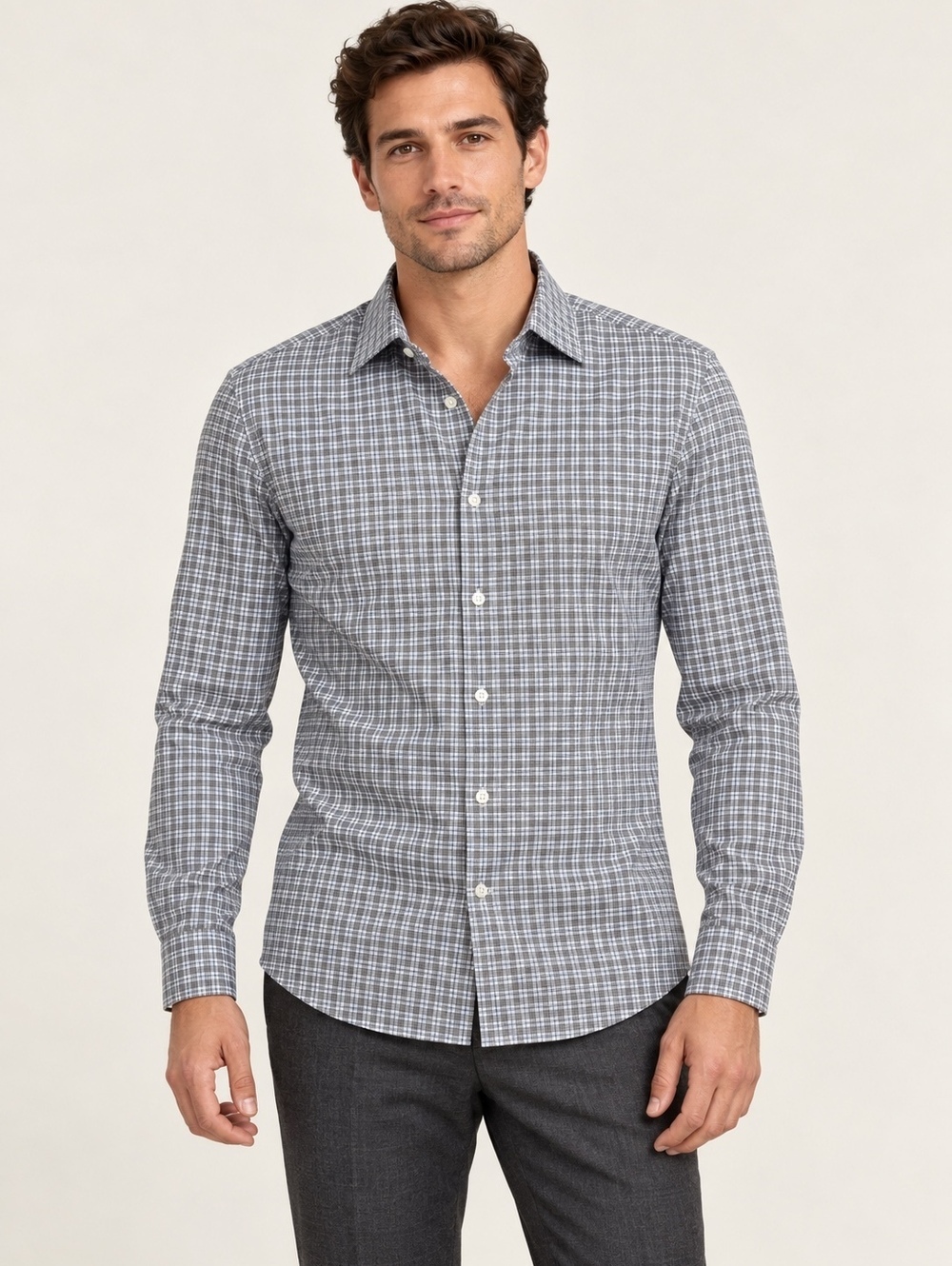 BOSS Hugo Boss Slim Fit Stretch Plaid Dress Shirt Men’s M 39 15.5